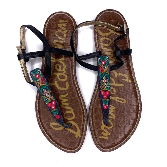Sam Edelman Gigi Embroidered Strap Sandals - Picture 2 of 5